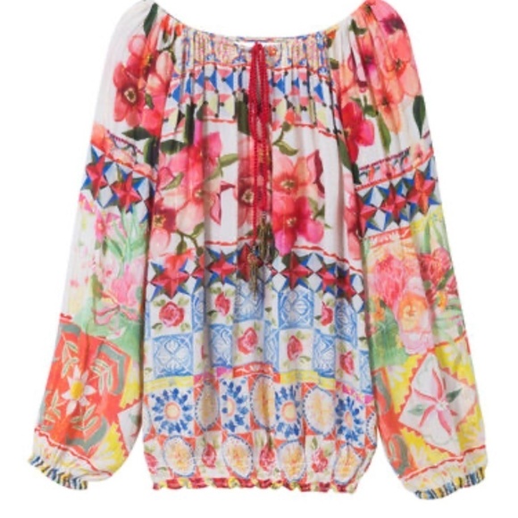 Desigual Carola Floral Peasant Blouse S - Picture 2 of 16